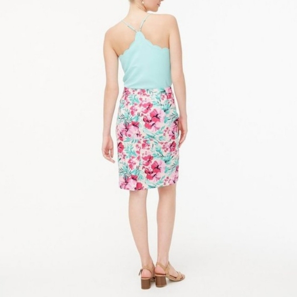 J.CREW Printed Tropical Floral Basket weave Pencil Skirt Size 4 - Picture 3 of 10